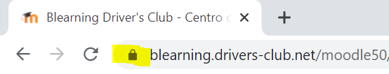 certificado de segurança no sitio blearning da Driver's